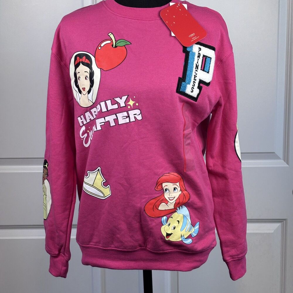 Disney 100 Princess Women Sweatshirt XS Pink Retro Reimagined Barbicore Graphic